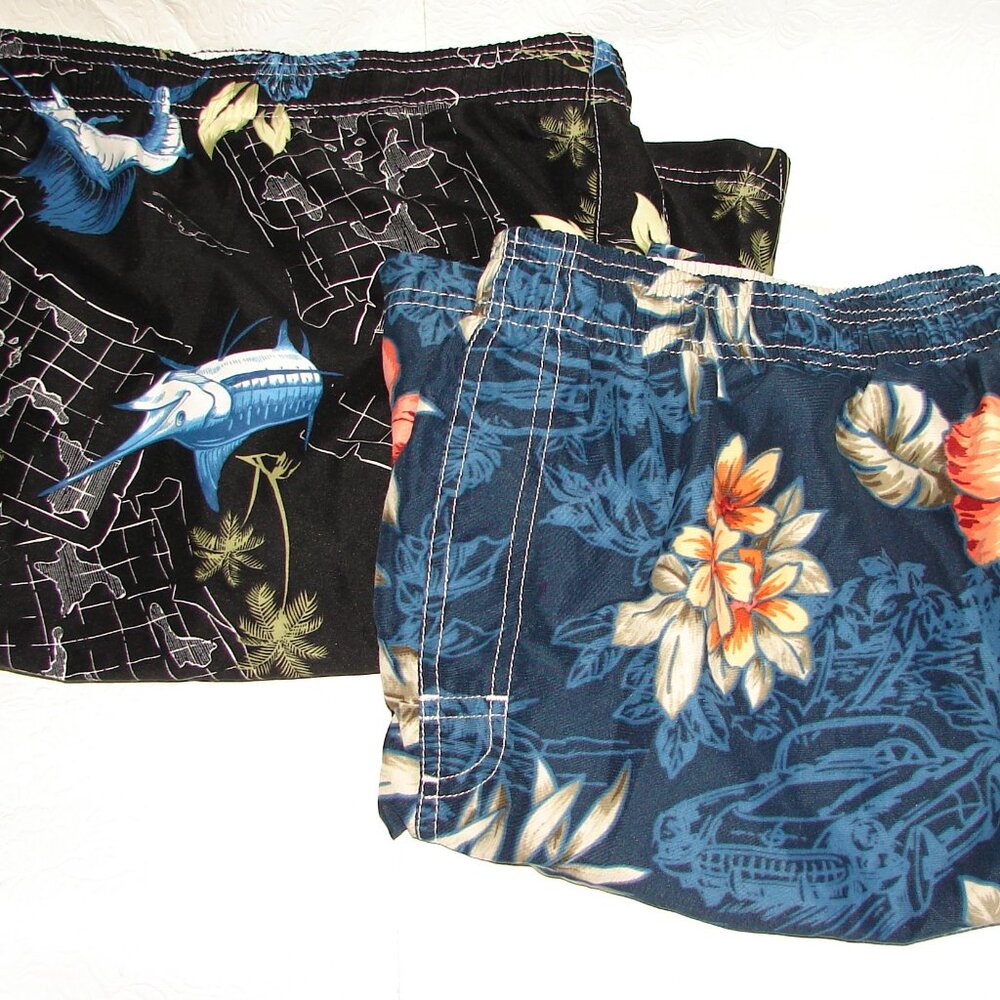 Puritan Men's Swim Trunks Lot of 2, Size 2XL, 44/46, Mesh Lined, Retro Tropical